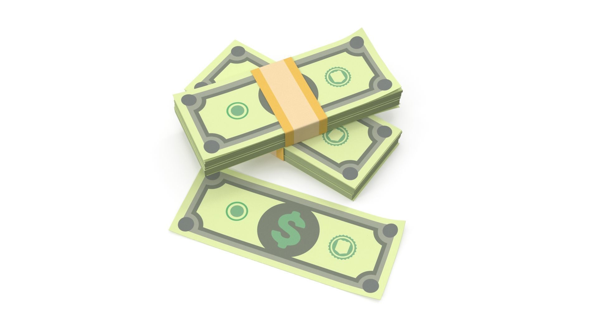 Stylized wad of money 3D model_1