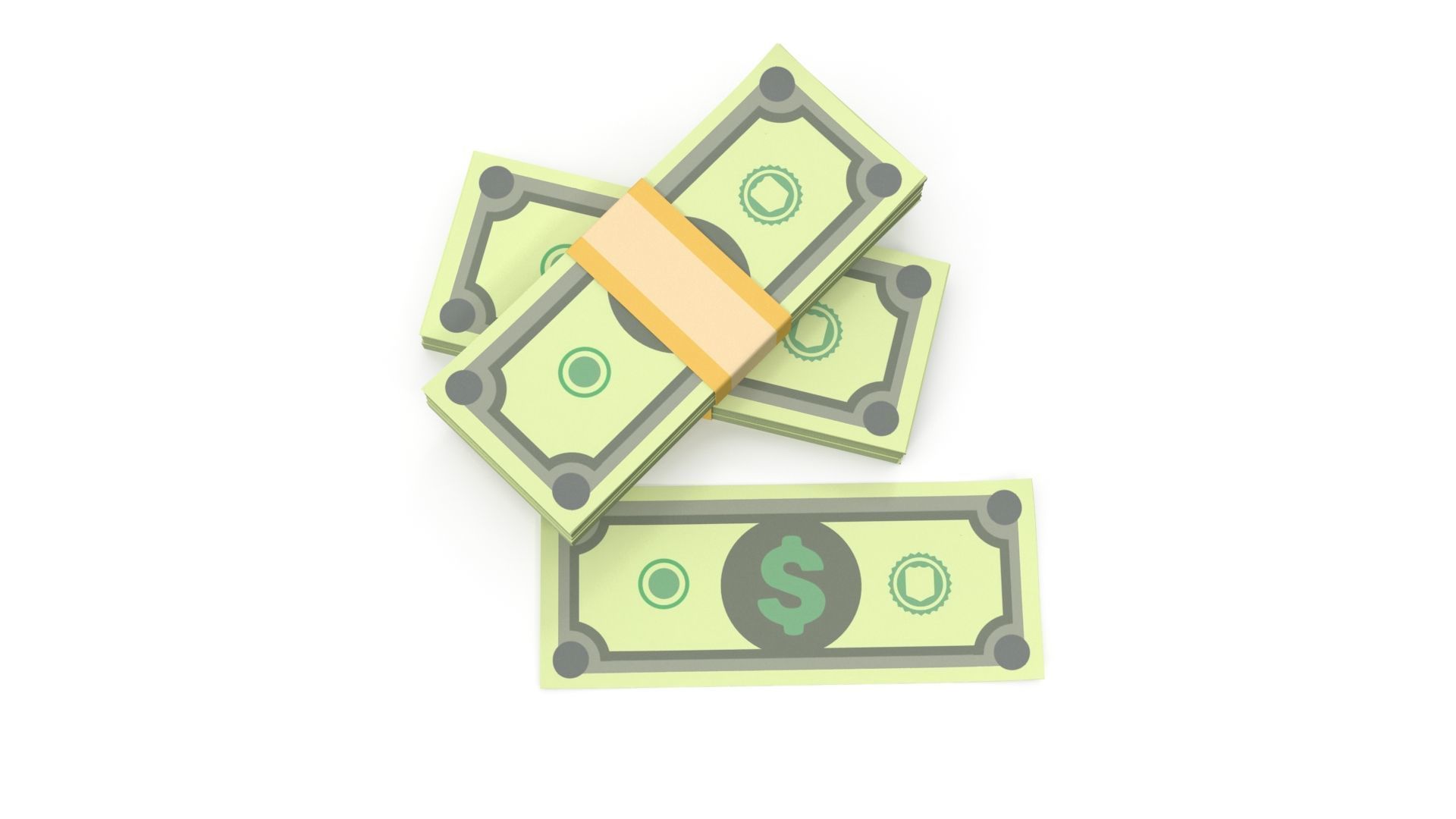 Stylized wad of money 3D model_6