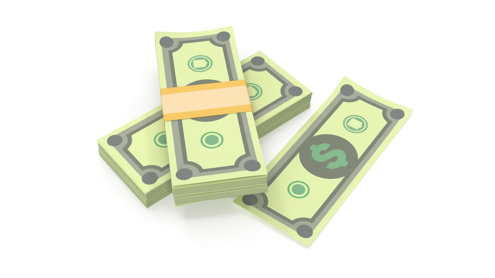 Stylized wad of money 3D model_5