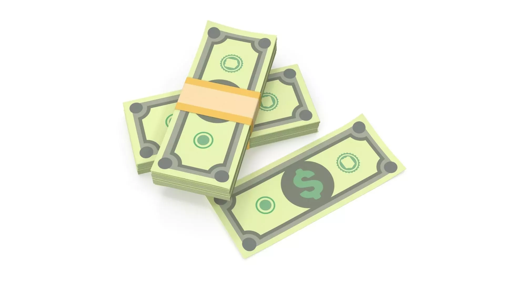 Stylized wad of money 3D model_0