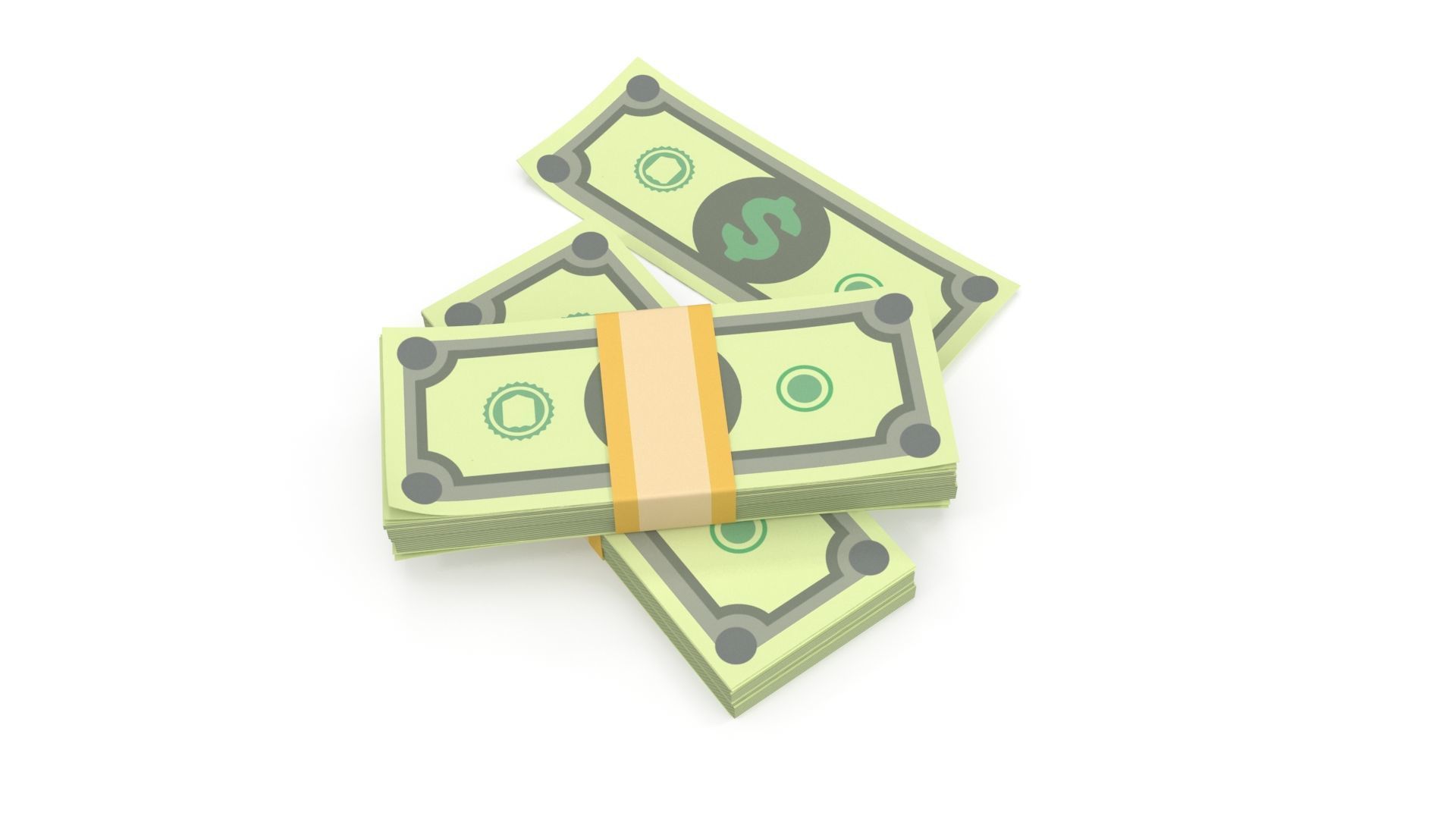 Stylized wad of money 3D model_3