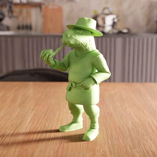 Cute Capybara with Pipe Figure STL File - 166 3D print model