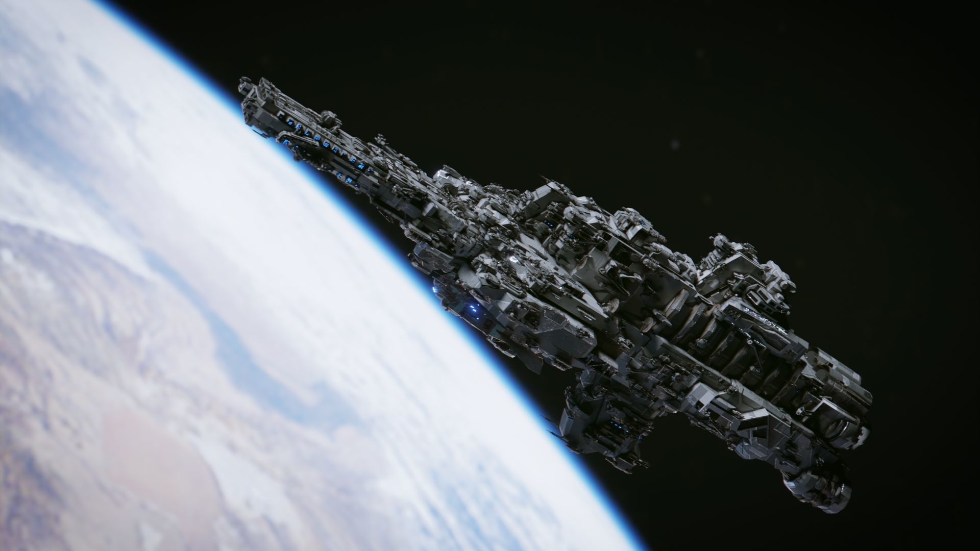 SpaceShip in Space Low-poly 3D model_2