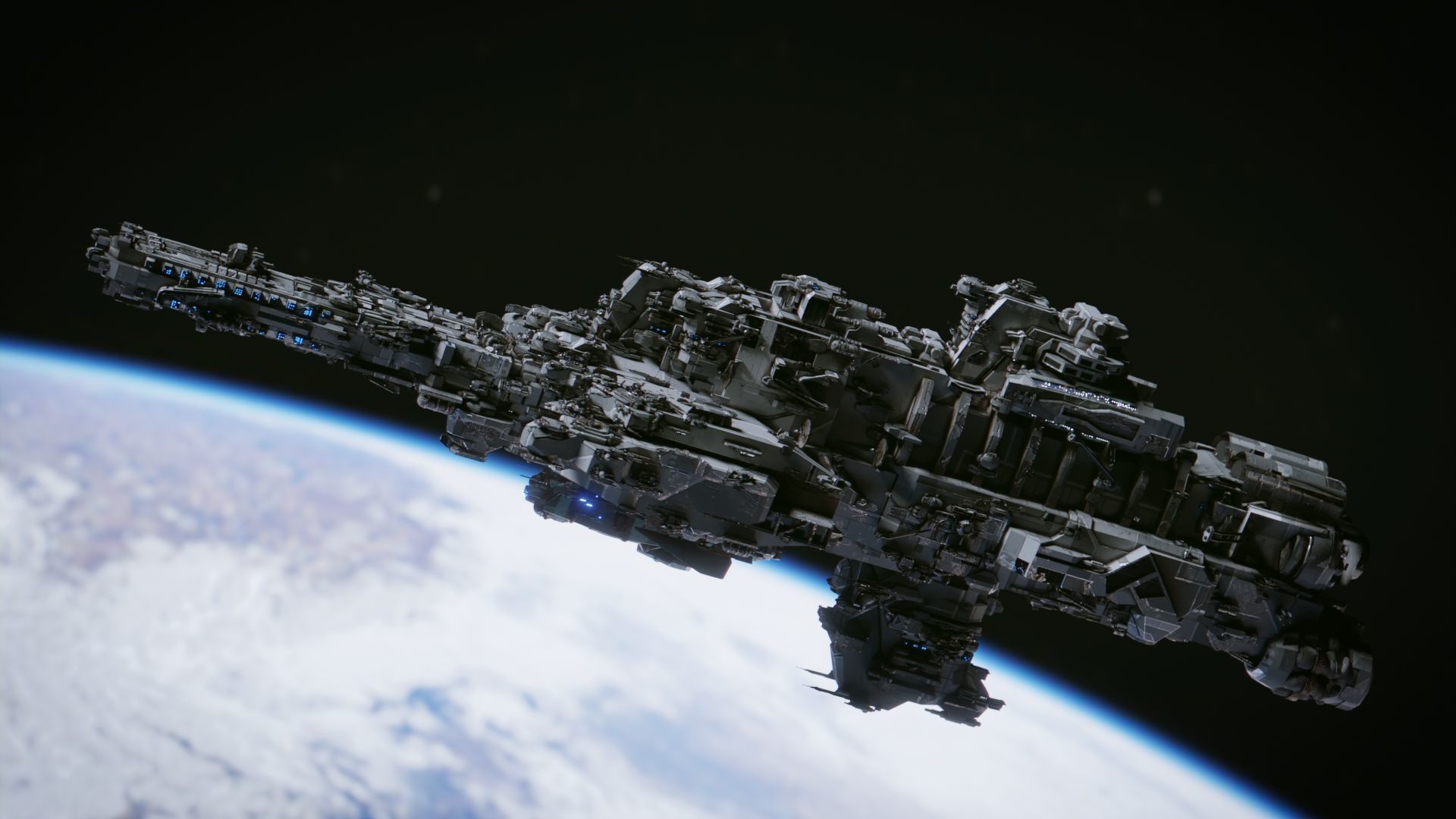 SpaceShip in Space Low-poly 3D model_8