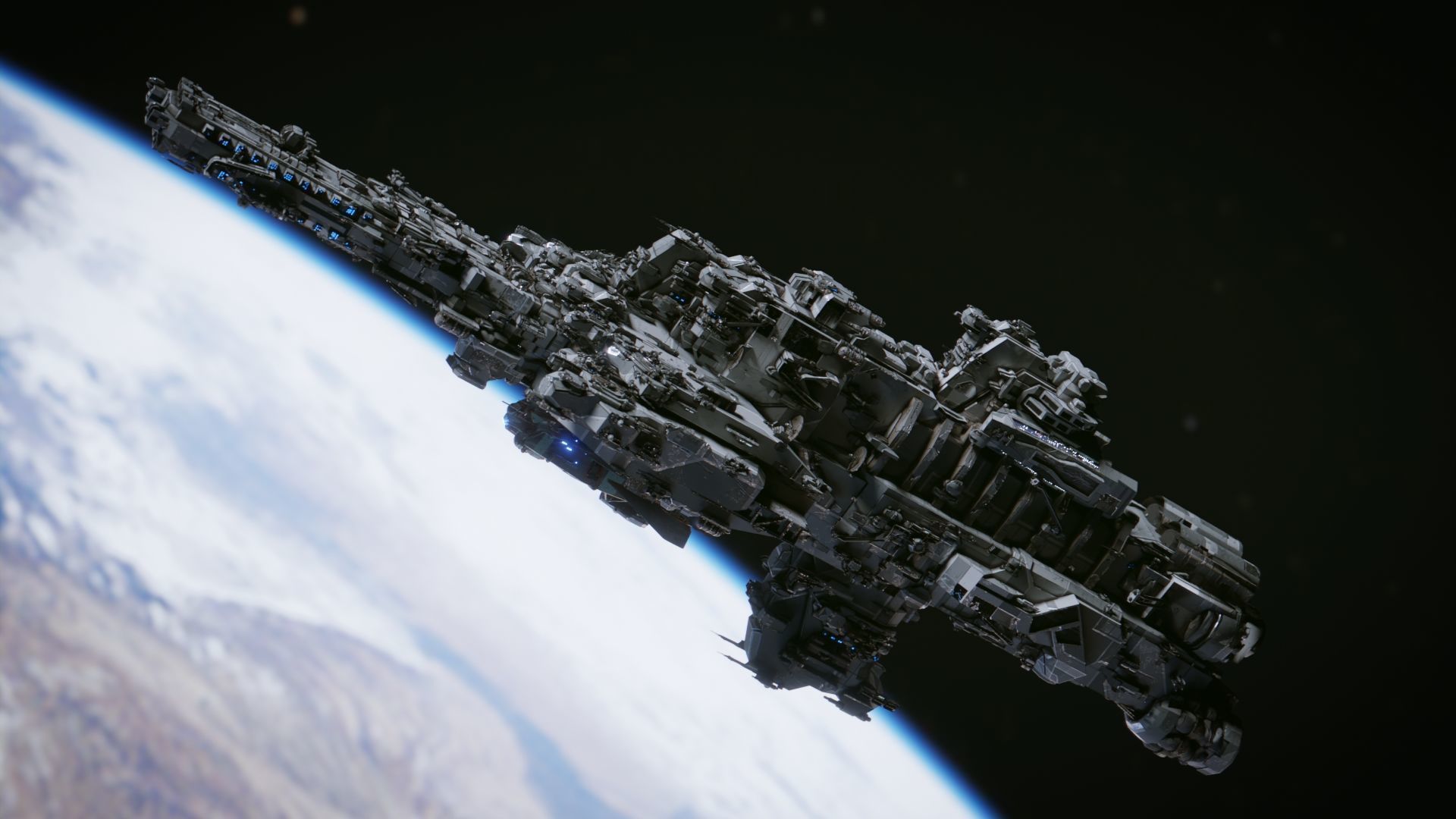 SpaceShip in Space Low-poly 3D model_5