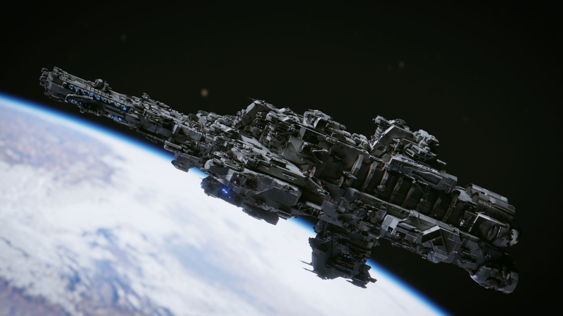 SpaceShip in Space Low-poly 3D model_7