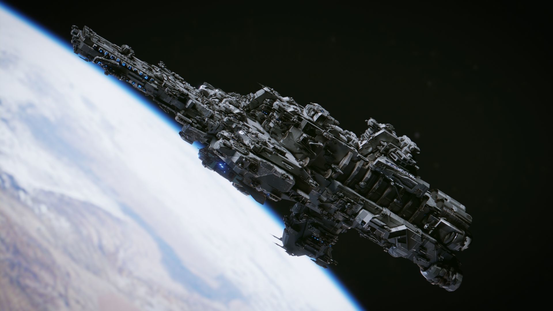 SpaceShip in Space Low-poly 3D model_4