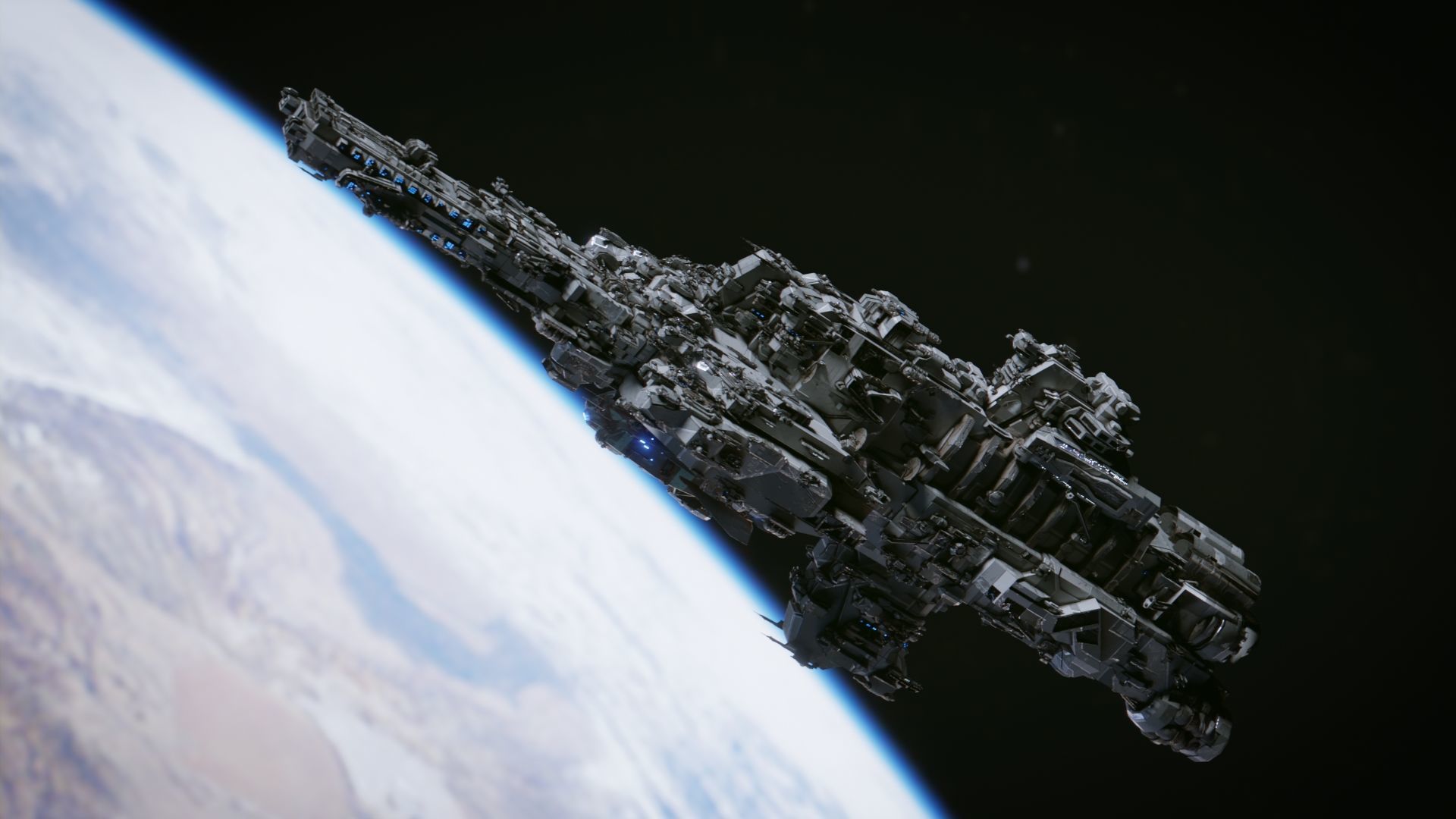 SpaceShip in Space Low-poly 3D model_3