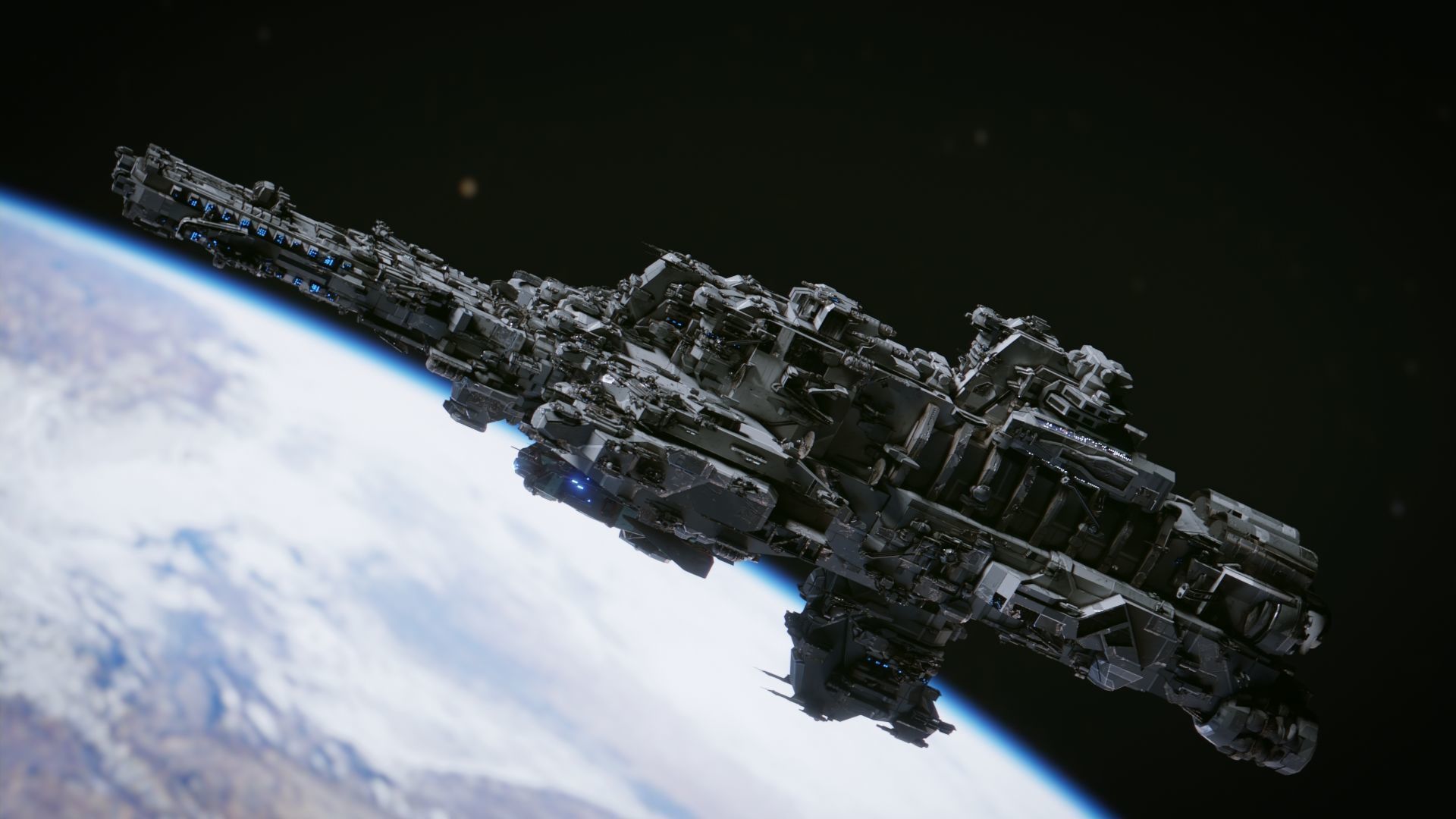 SpaceShip in Space Low-poly 3D model_6