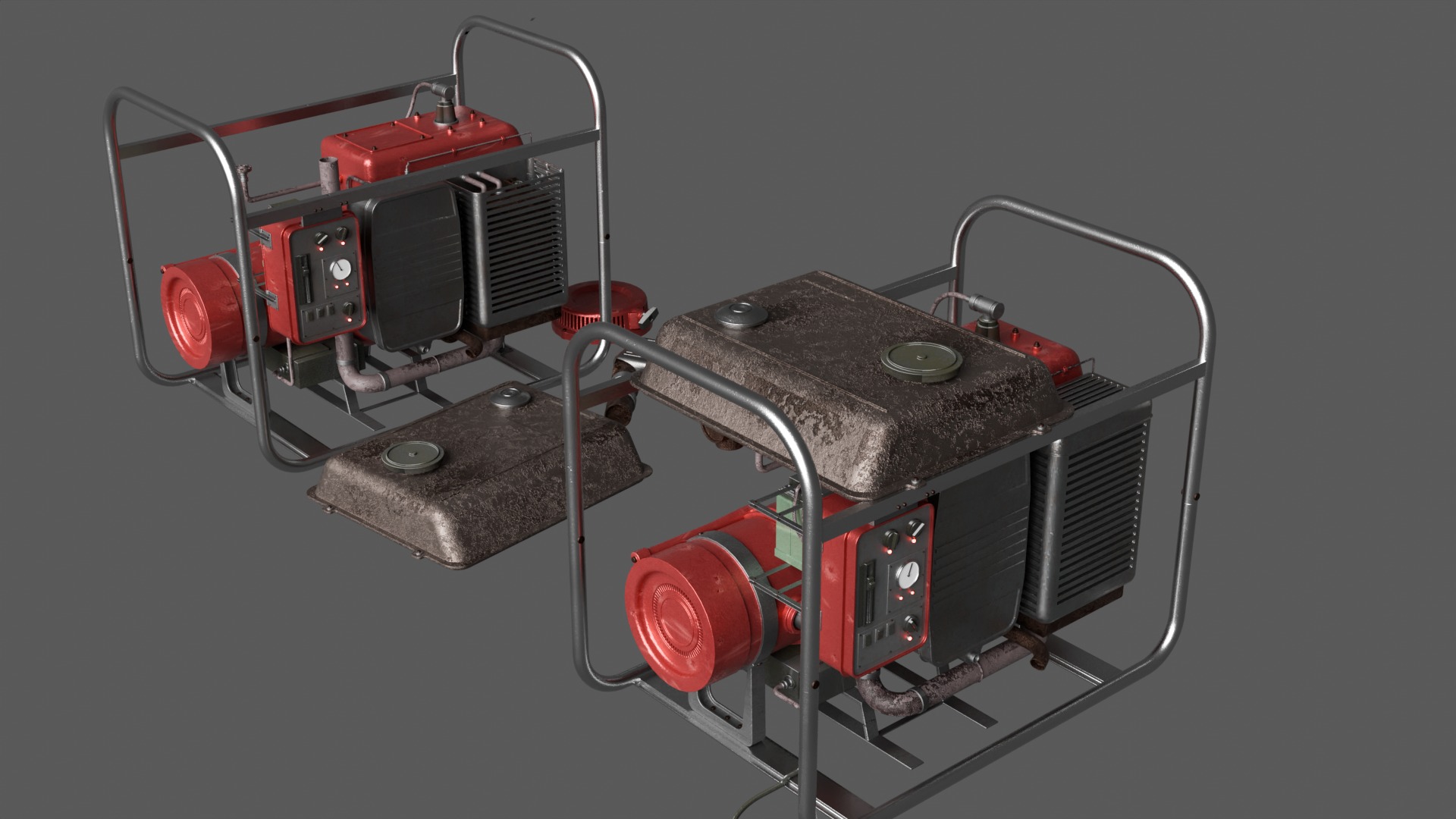 Electric Generator Set Diesel Portable - Blender UE5 Ready 3D model_1