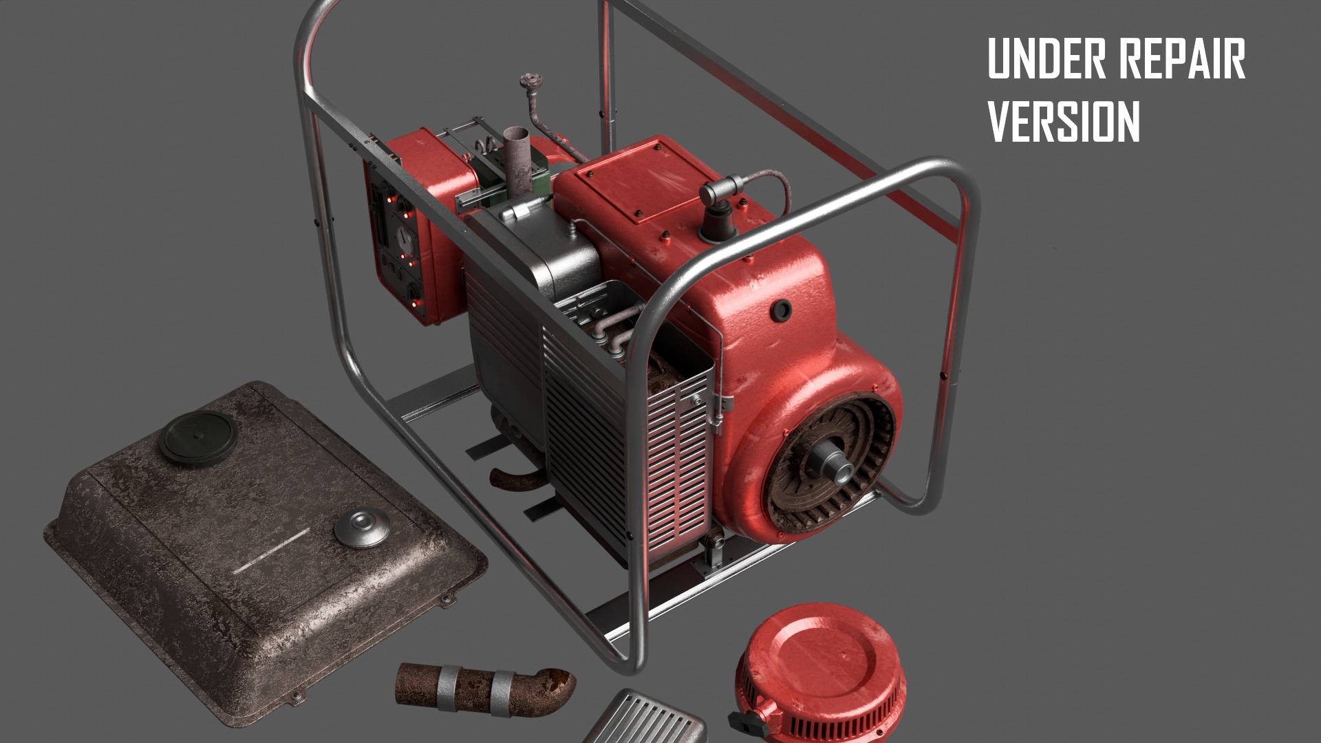 Electric Generator Set Diesel Portable - Blender UE5 Ready 3D model_3