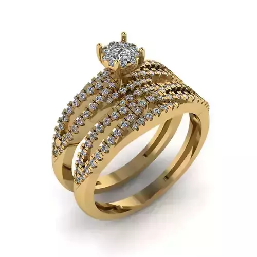 Women Diamond Ring 3dm STL  Render Details - EZ - 0010
