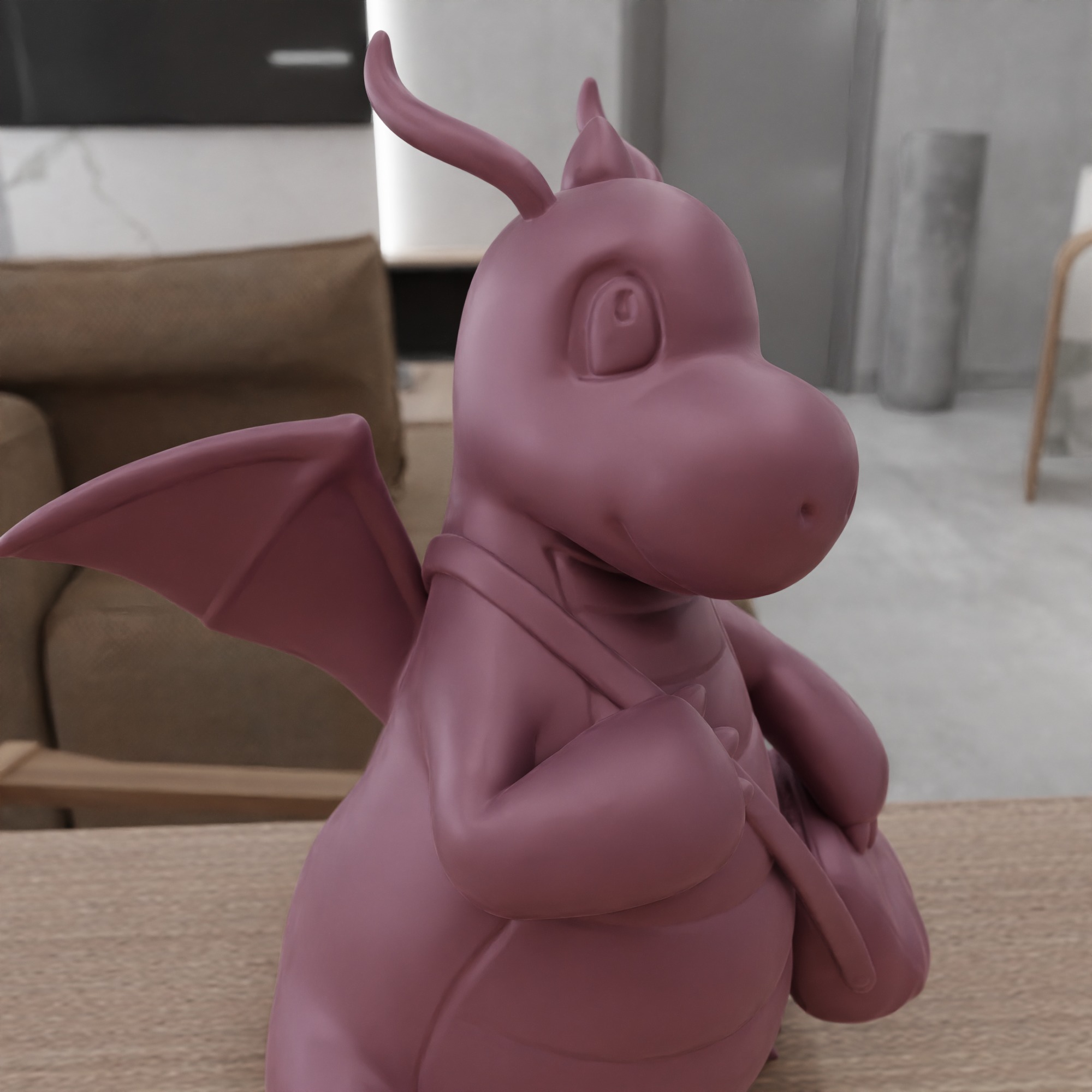 Cute Dragon with Bag Figure STL File - 162 3D print model_11