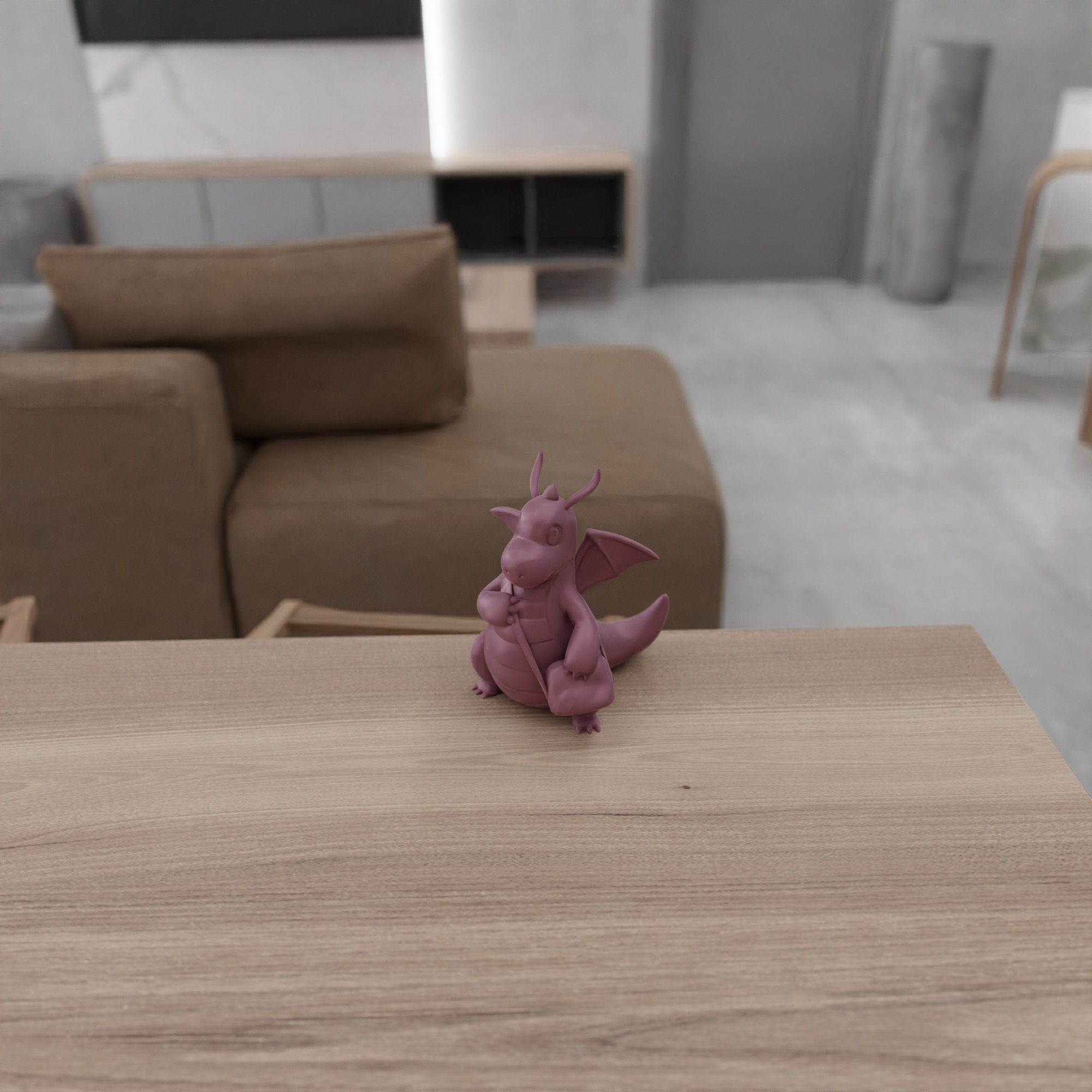 Cute Dragon with Bag Figure STL File - 162 3D print model_12