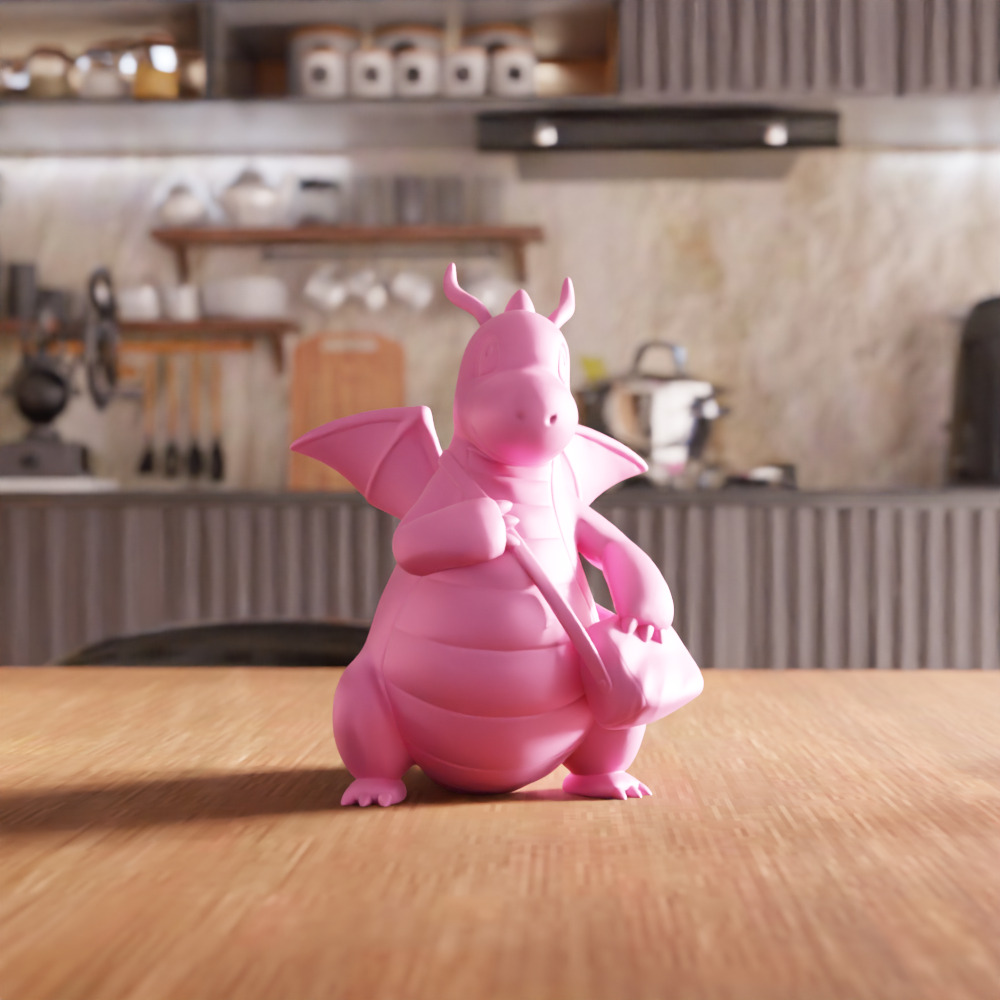 Cute Dragon with Bag Figure STL File - 162 3D print model_6