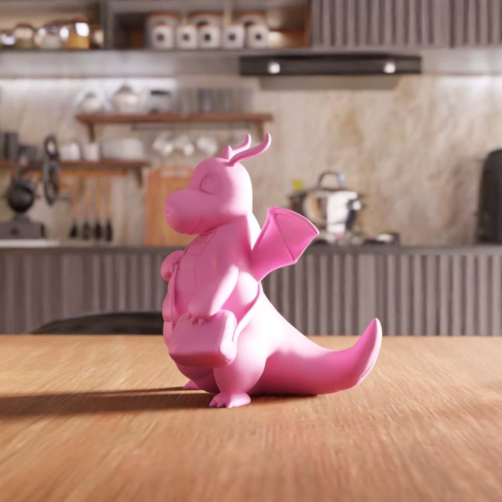 Cute Dragon with Bag Figure STL File - 162 3D print model_7