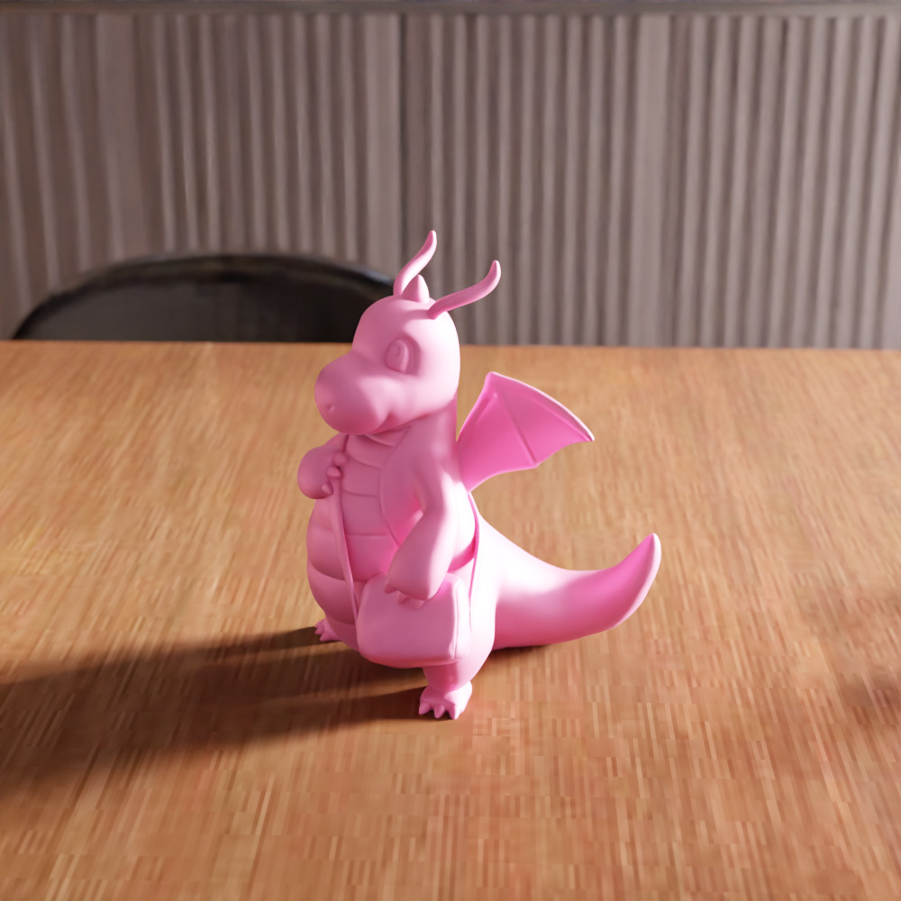 Cute Dragon with Bag Figure STL File - 162 3D print model_4
