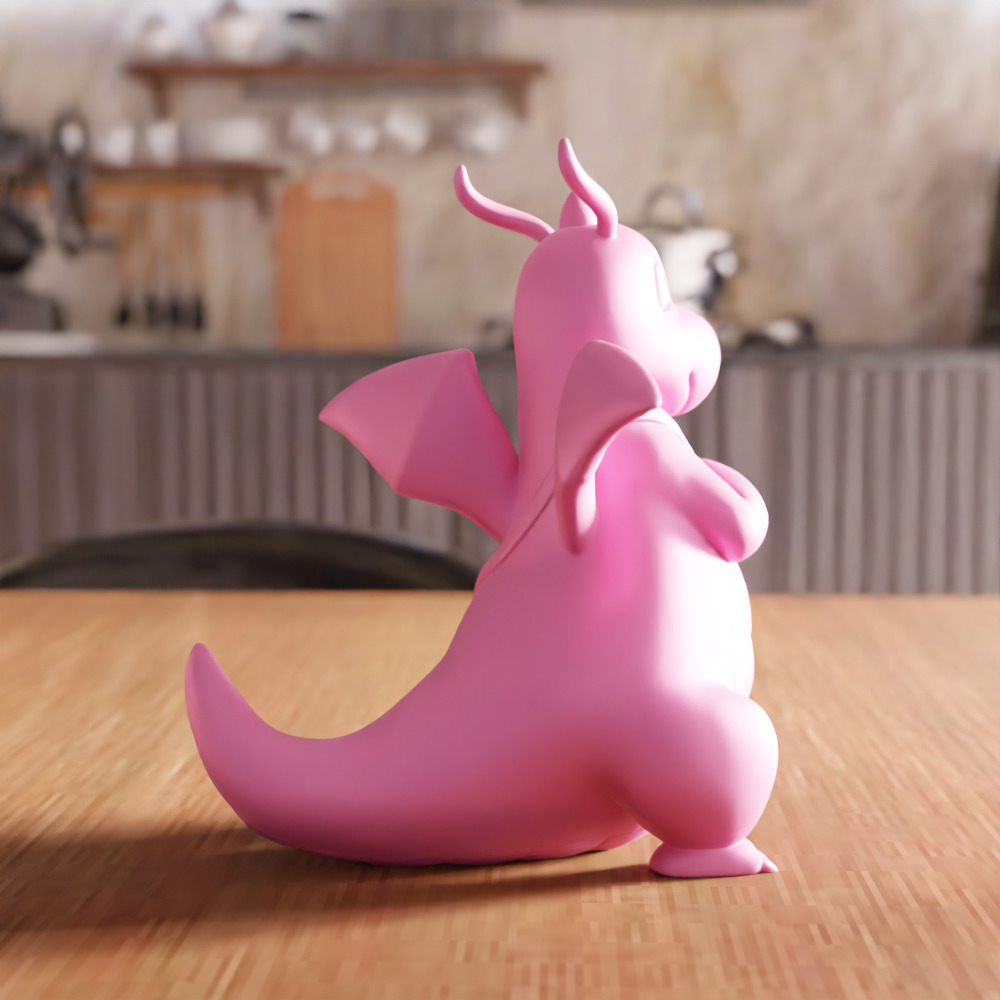 Cute Dragon with Bag Figure STL File - 162 3D print model_2