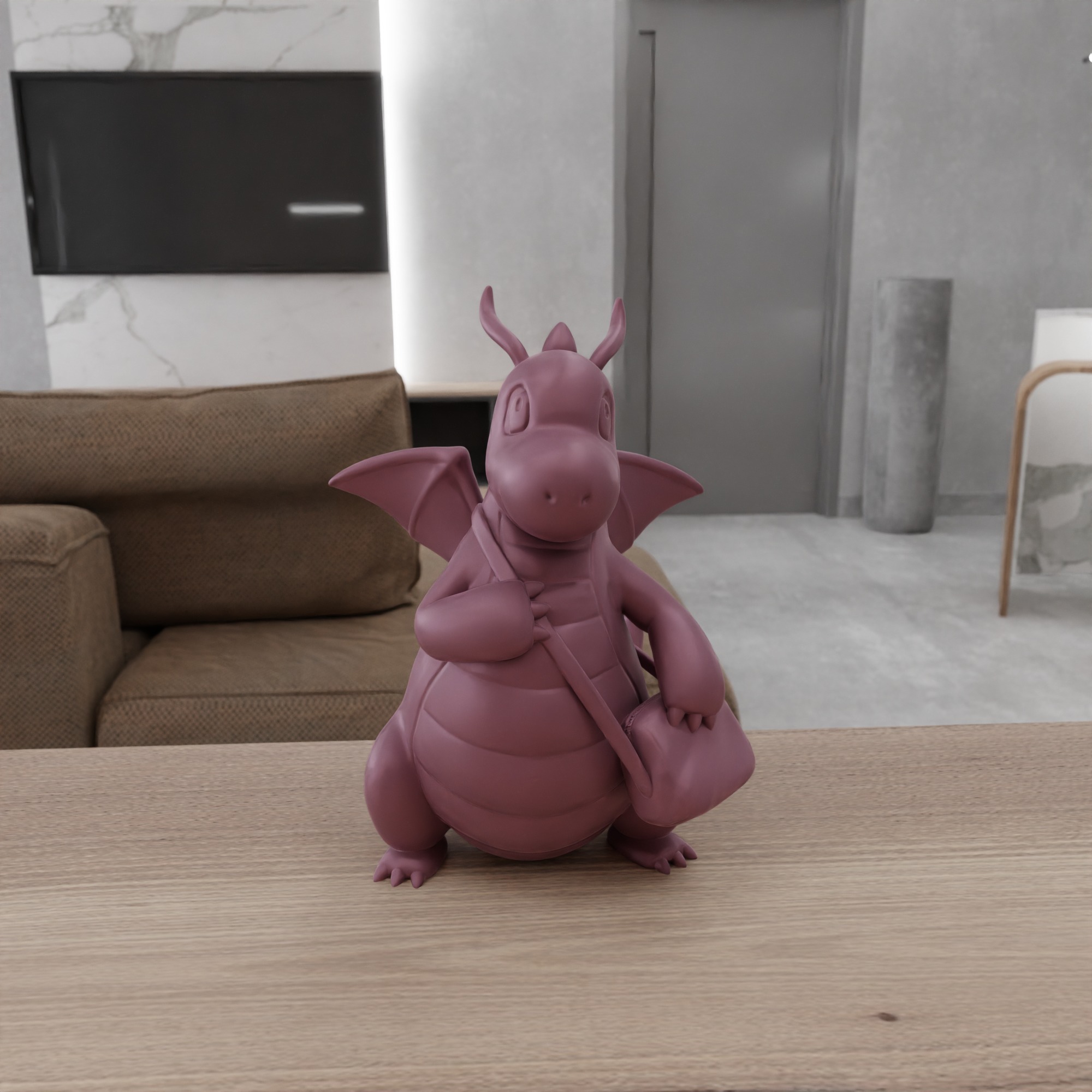 Cute Dragon with Bag Figure STL File - 162 3D print model_8