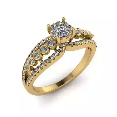 Women Diamond Ring 3dm STL  Render Details - EZ - 0014