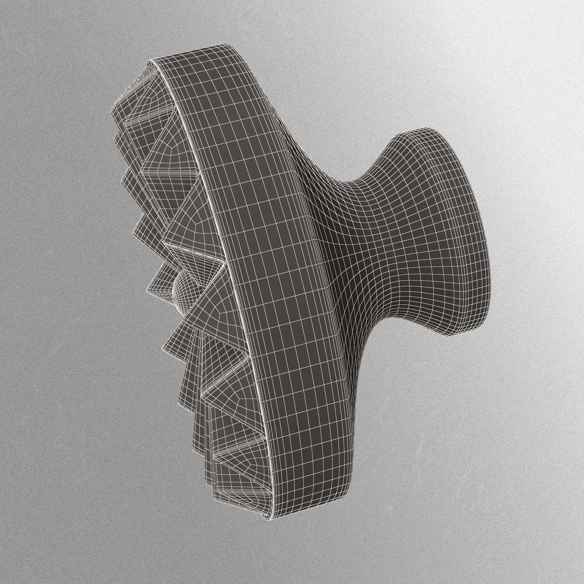 Classic Door Handle 01 Chrome Low-poly 3D model_13