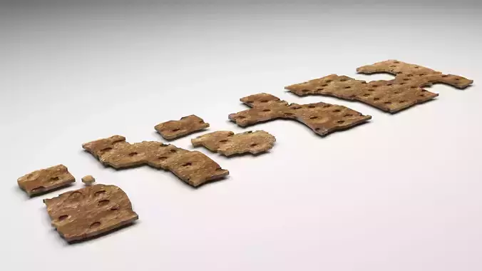 Broken Brown Cracker Bread 3D model