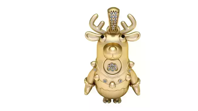 CATOON REINDEER PENDANT 3D PRINTABLE MODEL 3D print model