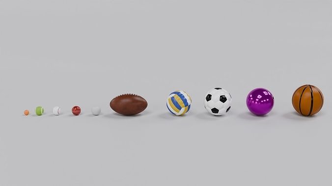 Sports Ball Set Low-poly 3D model