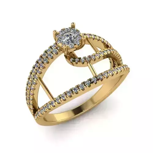 Women Diamond Ring 3dm STL  Render Details - EZ - 0022