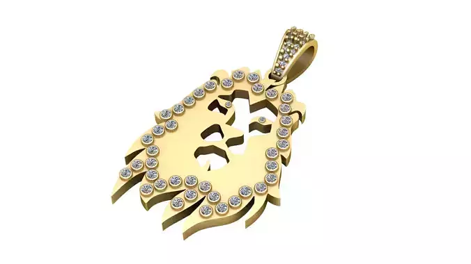 LION FACE DIAMOND PENDANT 3D PRINTABLE MODEL 