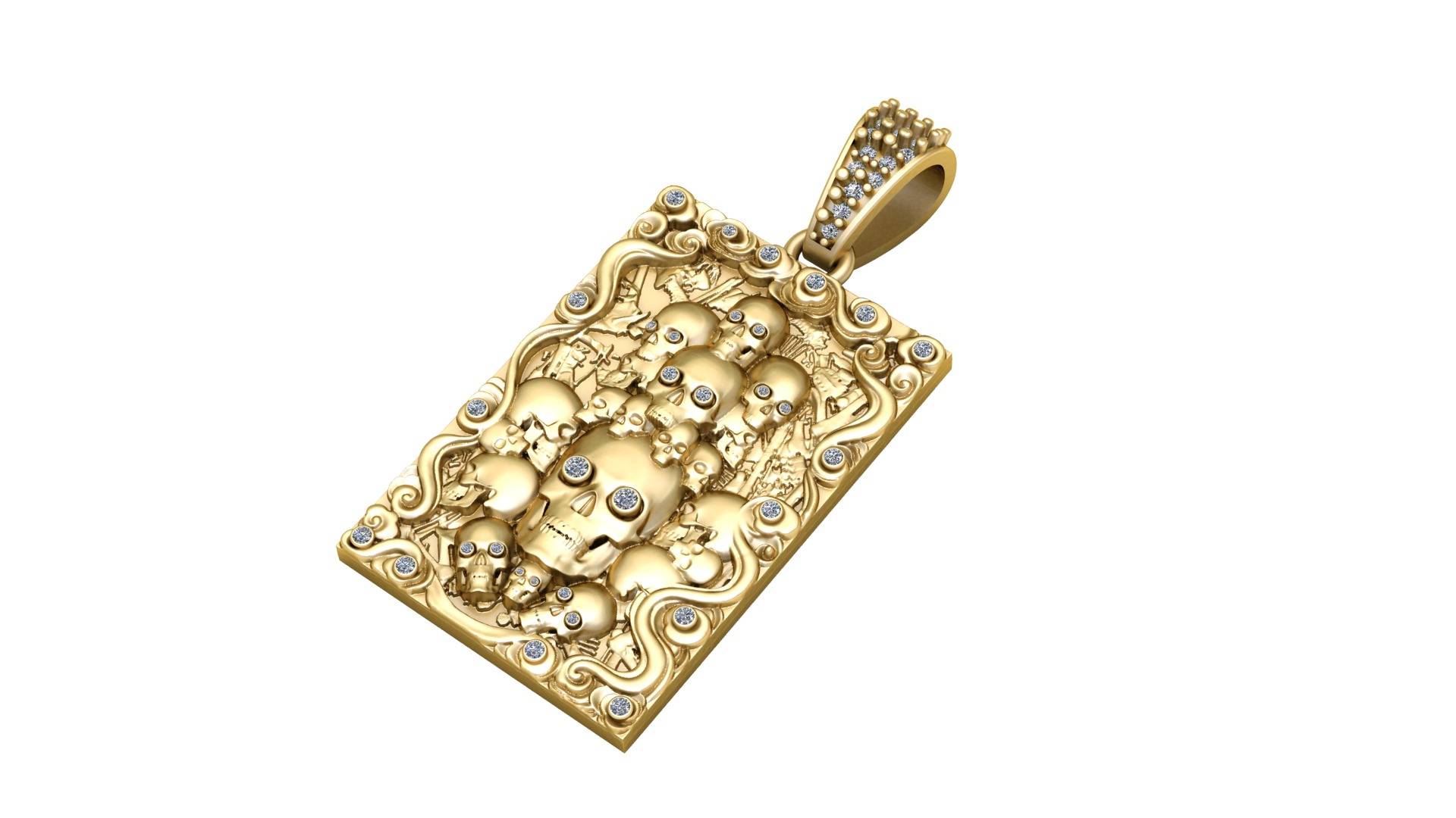 SKULL HEAD PENDANT 3D PRINTABLE MODEL  3D print model_3