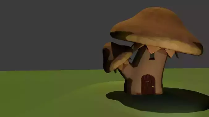 Hand Painted Brown Mushroom House