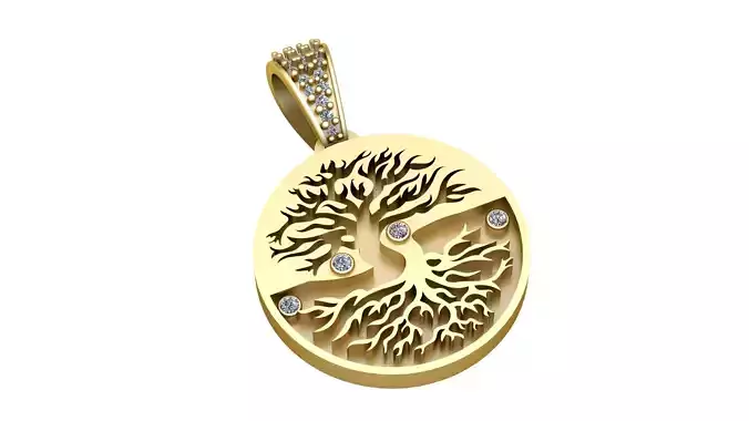 TREE OF LIFE COIN PENDANT 3D PRINTABLE MODEL 
