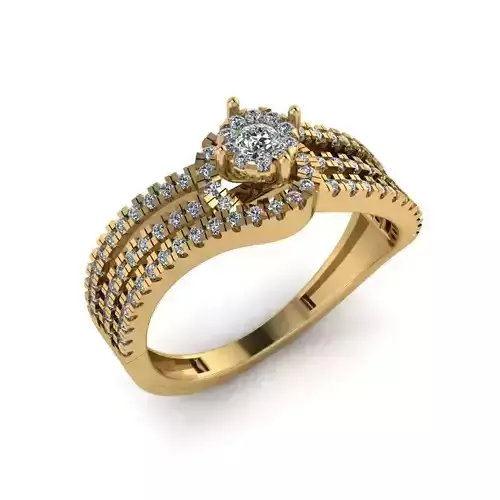 Women Diamond Ring 3dm STL  Render Details - EZ - 0025