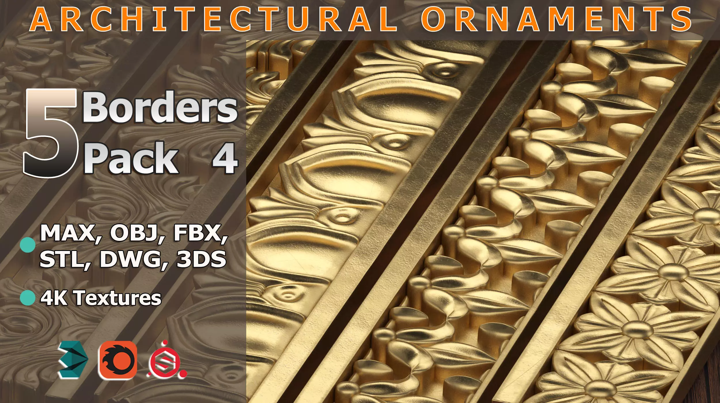 5 Borders Ornamental Pack 4 3D model_0