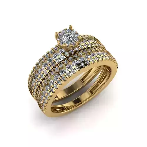Women Diamond Ring 3dm STL  Render Details - EZ - 0027