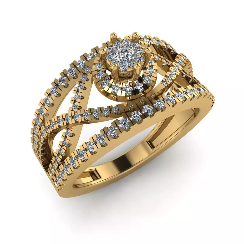 Women Diamond Ring 3dm STL Render Details - EZ - 0033 3D print model