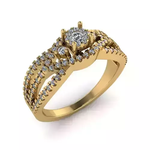 Women Diamond Ring 3dm STL  Render Details - EZ - 0038