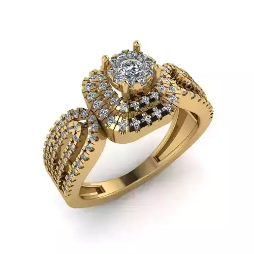 Women Diamond Ring 3dm STL  Render Details - EZ - 0039