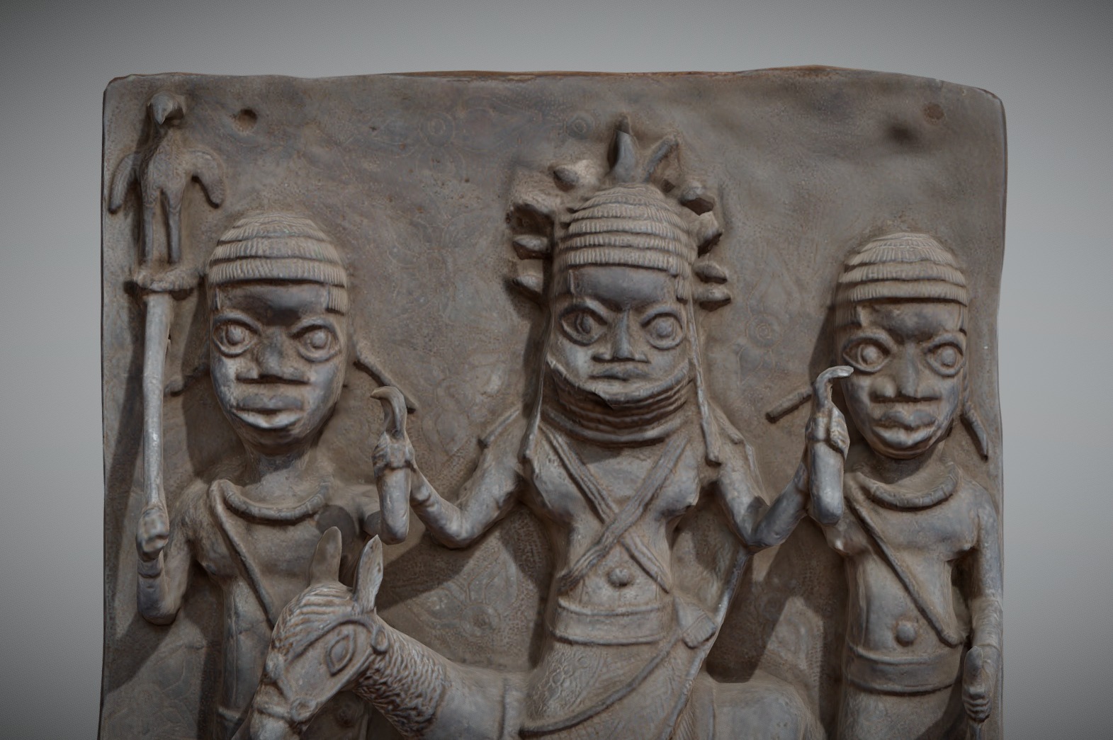 Ama Relief Plaque with Oba Low-poly 3D model_3