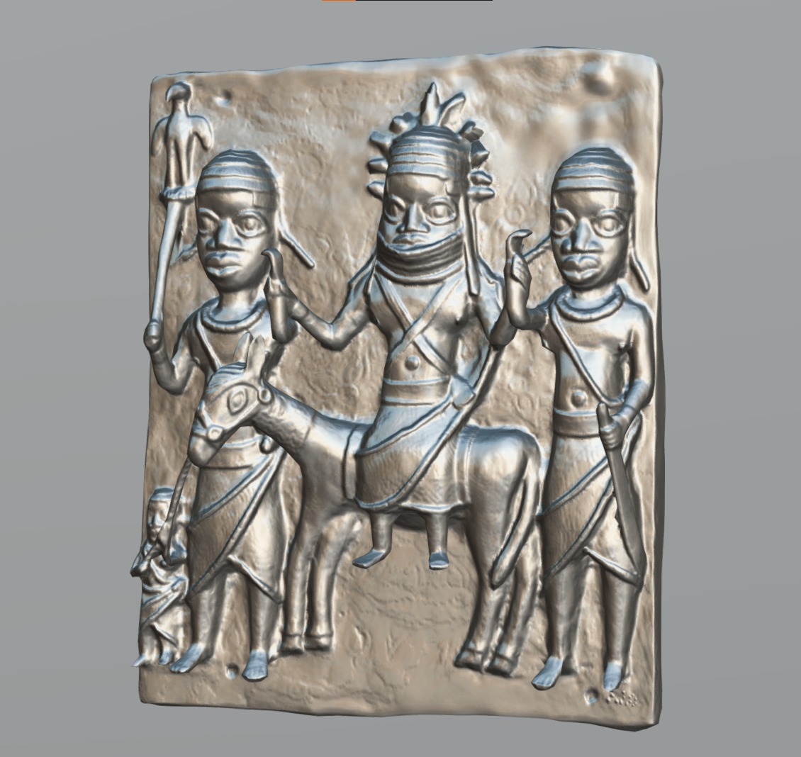 Ama Relief Plaque with Oba Low-poly 3D model_5