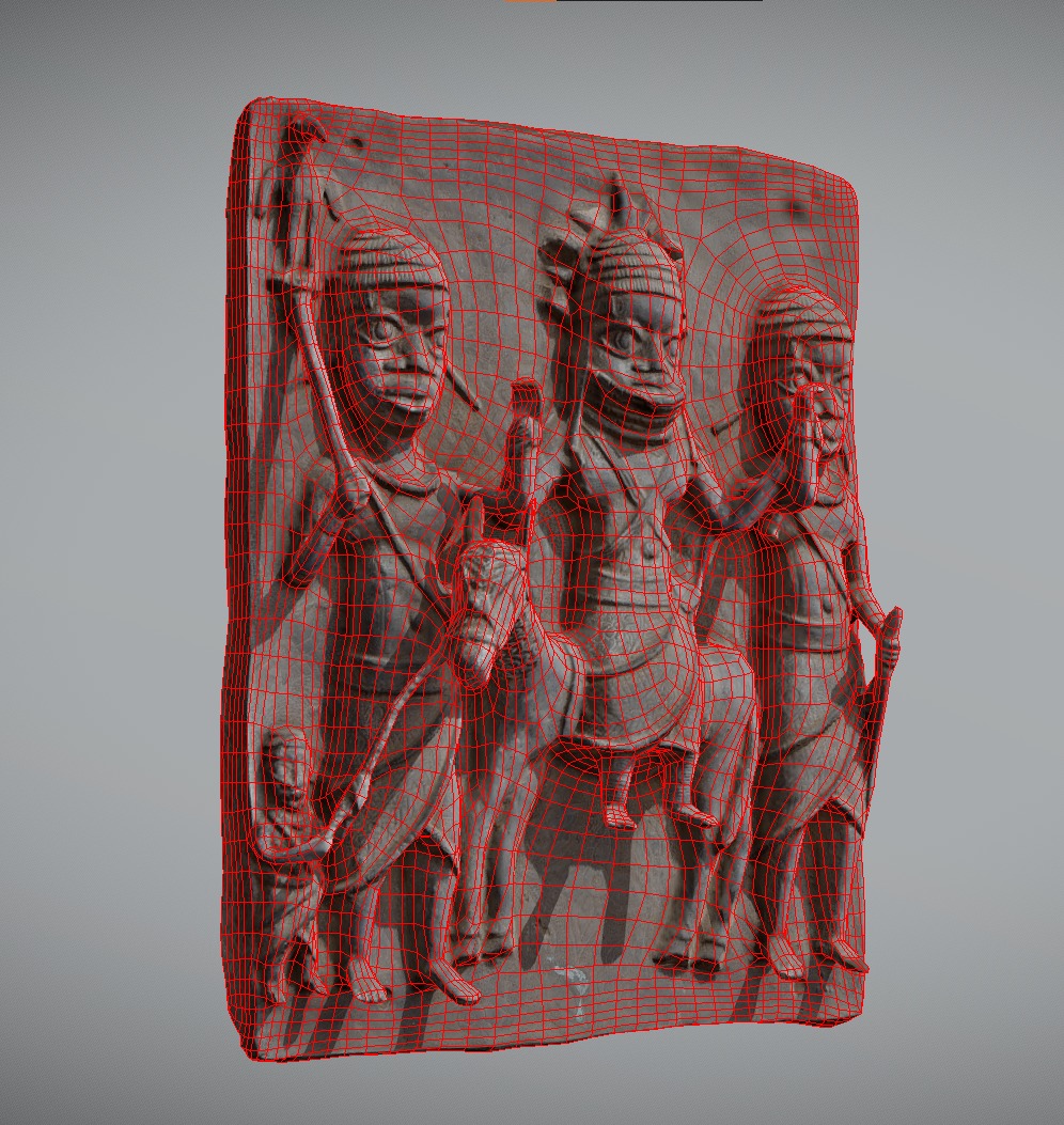 Ama Relief Plaque with Oba Low-poly 3D model_6