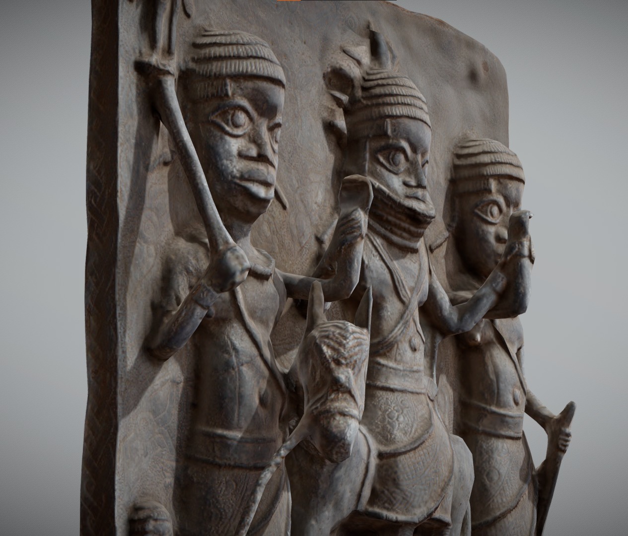 Ama Relief Plaque with Oba Low-poly 3D model_4