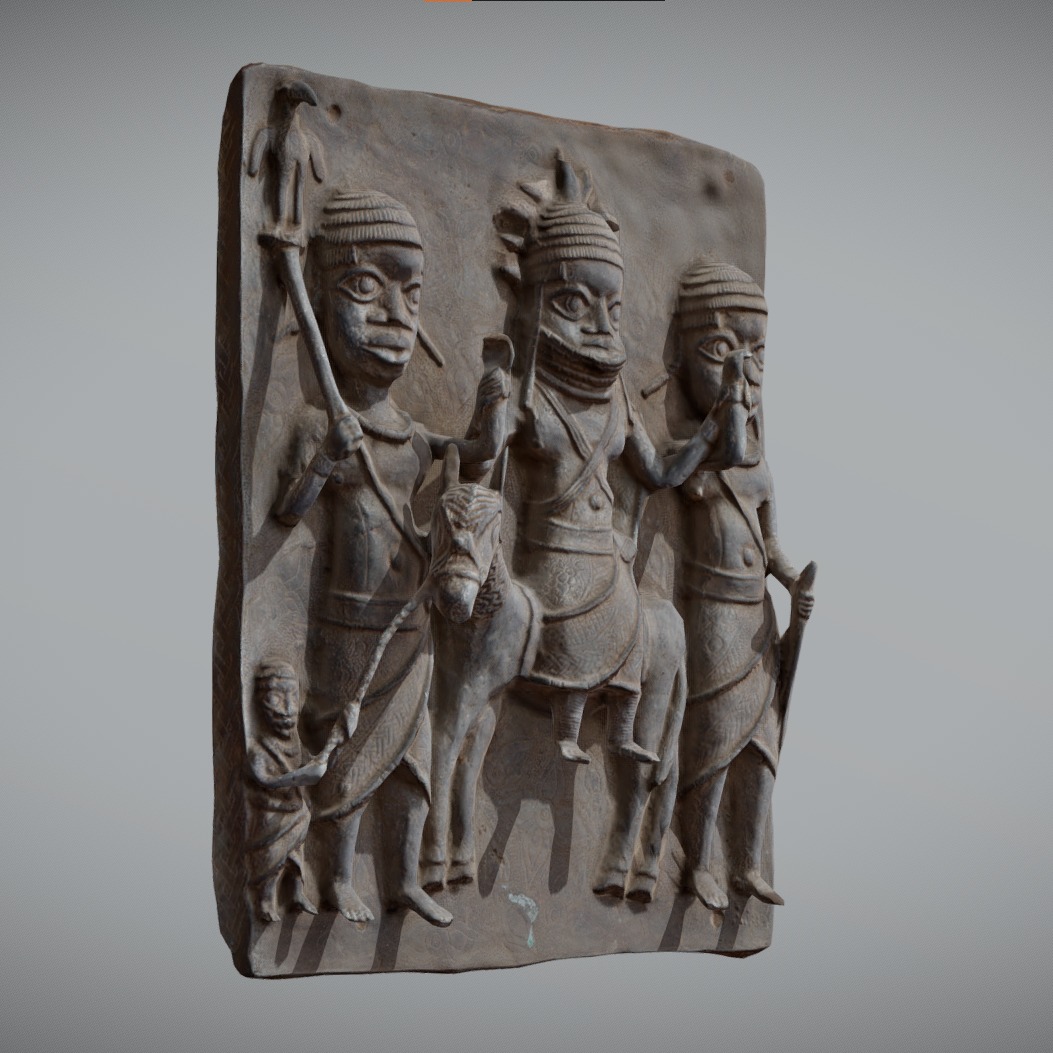 Ama Relief Plaque with Oba Low-poly 3D model_2