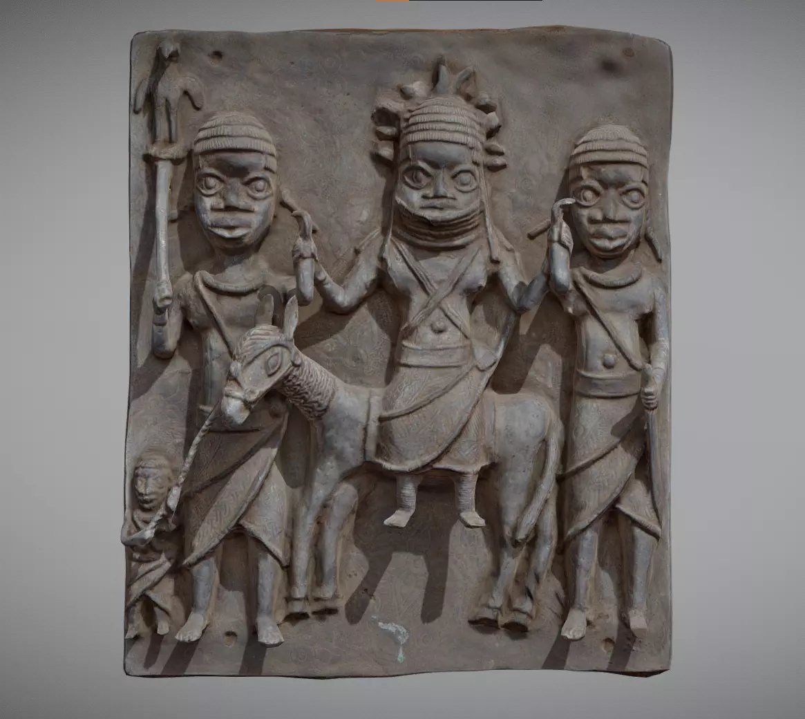 Ama Relief Plaque with Oba Low-poly 3D model_0