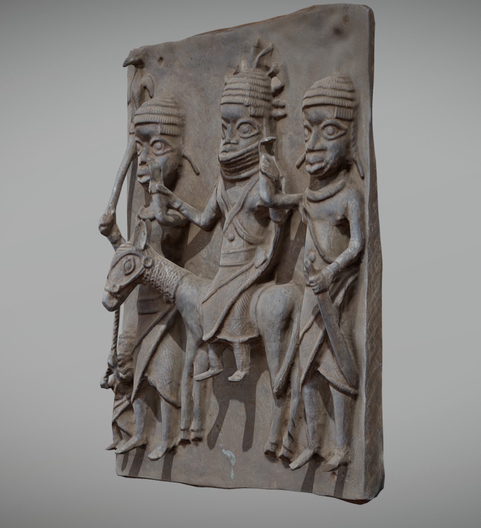 Ama Relief Plaque with Oba Low-poly 3D model_1