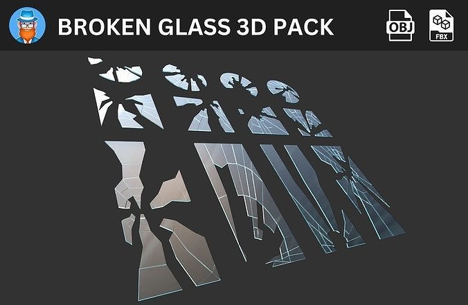 Broken Glass 3D Pack 3D model