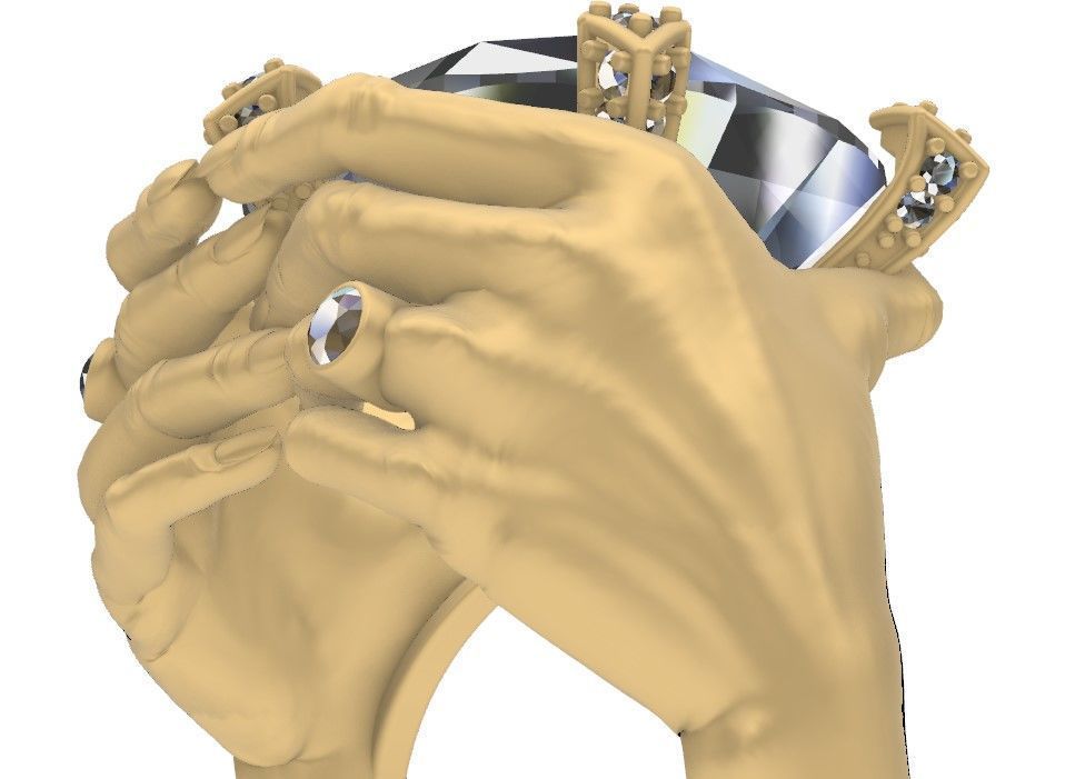 Hands around the gemstone 3D print model_7