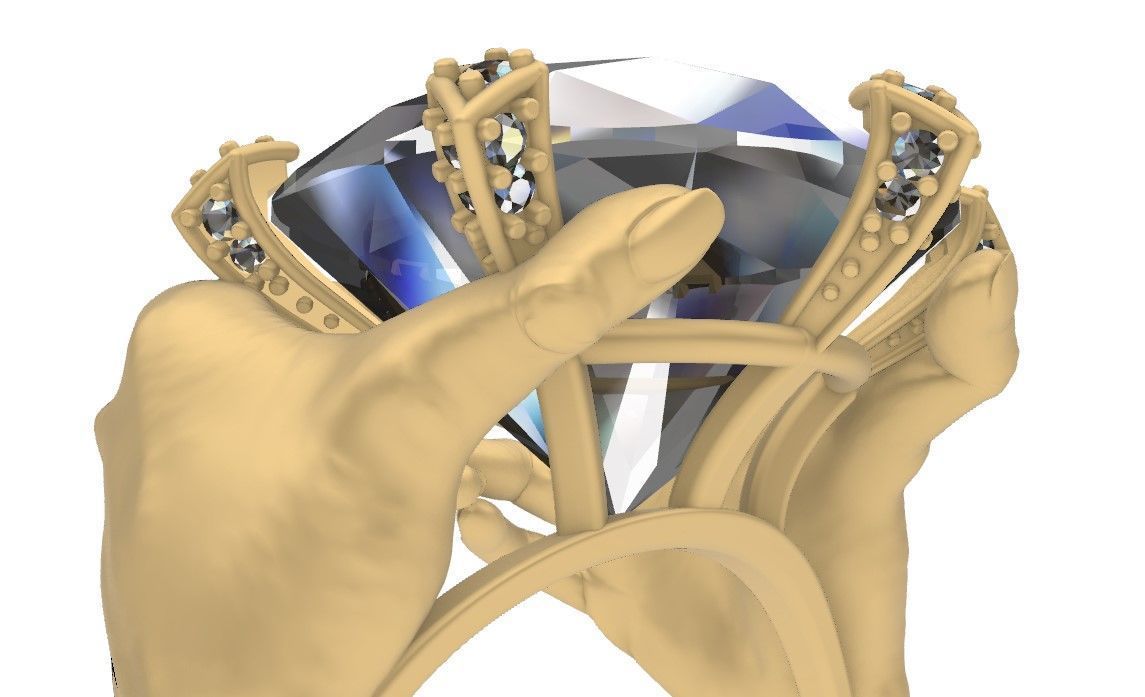Hands around the gemstone 3D print model_2