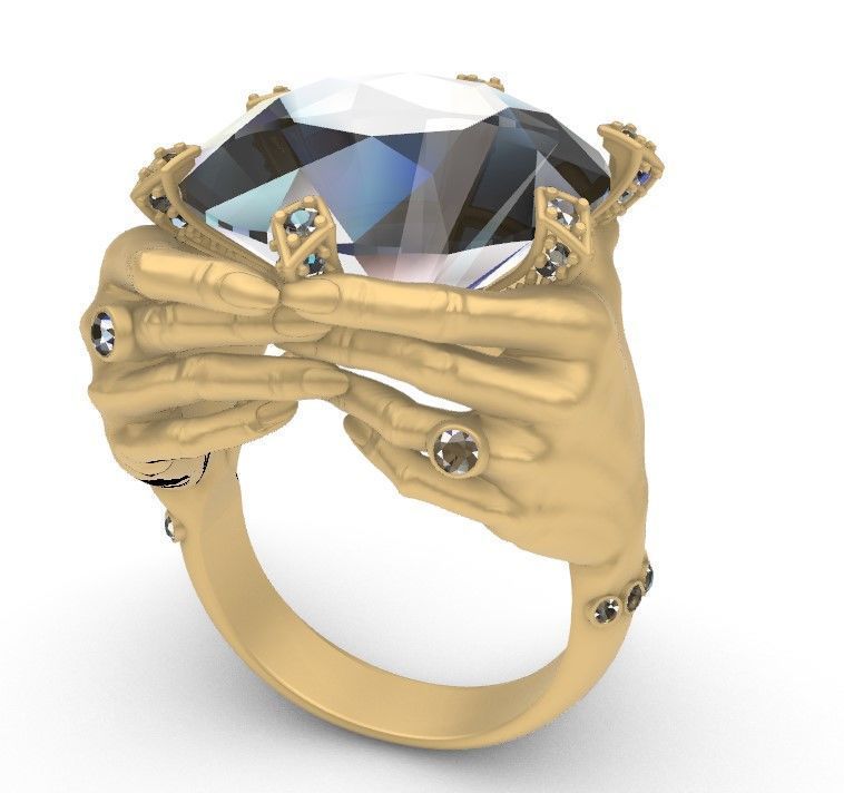 Hands around the gemstone 3D print model_1